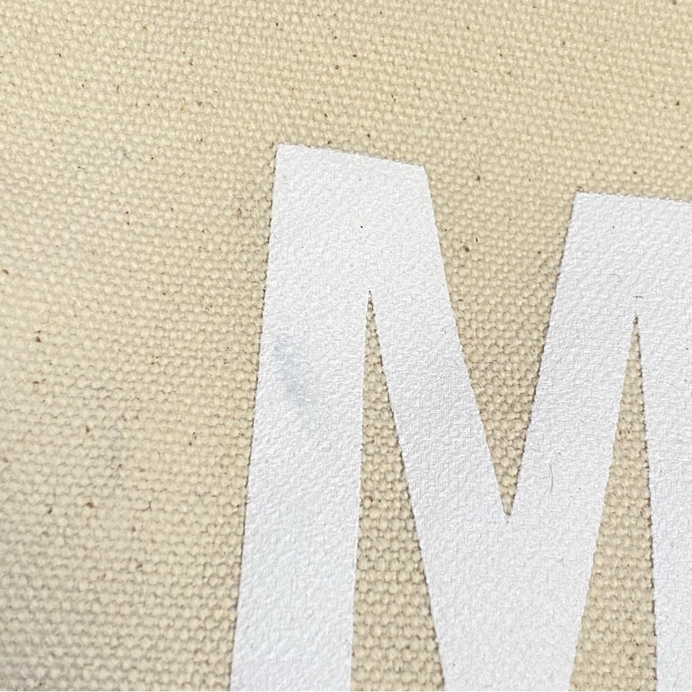 CLARE V. MIKE D MDCV beige white canvas Roman numeral zipper slim tote bag - Picture 9 of 15